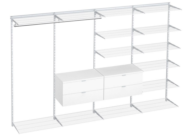 Gridboard 14 shelf kit clothes rail and 2 draw units